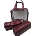 Kit X3 Cosmetiquera Neceser Organizador Vinotinto